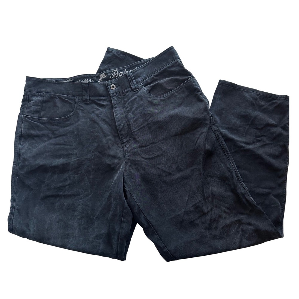 Tommy Bahama Men's Boracay Tencel‎ Cotton Straight Leg Pants Black 36x32 Grunge